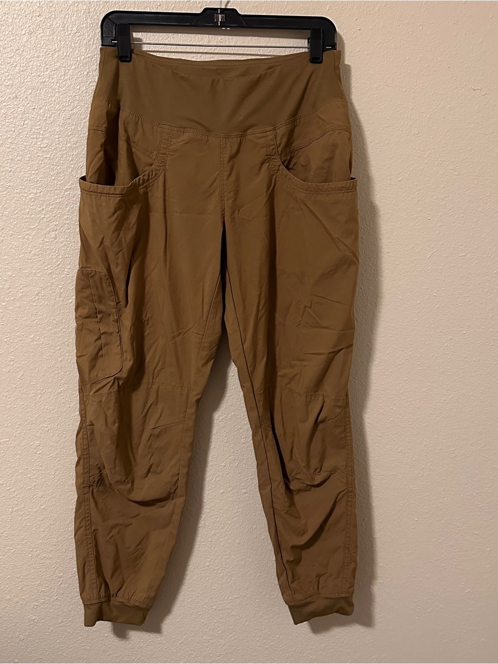 prAna Halle Jogger II Women's M Cargo Pants Olive Tan Elastic Cuff Hiking